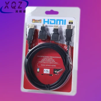1.5 M HDMI uyumlu kablo 3in1 HDTV kablosu erkek-erkek HDMI uyumlu miniHDMI kablosu HDMI uyumlu microHDMI kablosu