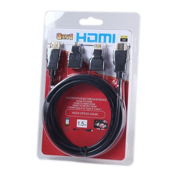 1.5 M HDMI uyumlu kablo 3in1 HDTV kablosu erkek-erkek HDMI uyumlu miniHDMI kablosu HDMI uyumlu microHDMI kablosu Görüntü 2
