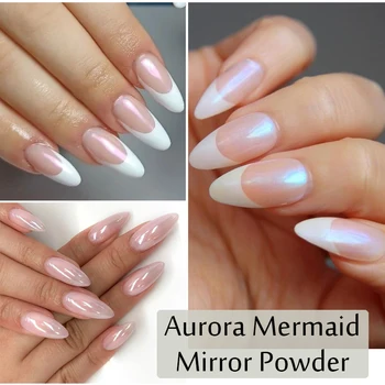 1 ADET Aurora Ayna Toz Nail Art UV Jel Lehçe Holografik Etkisi Süslemeleri Renkli Krom Çivi Ayna Tozu Görüntü 2