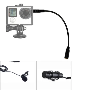 1 adet Mini USB Erkek 3.5 mm Jack Dişi Ses kablo kordonu Aktif Klip Mic Mikrofon Adaptörü GoPro Hero3 Spor Kamera Görüntü 2