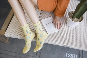 1 Çift Kadın Çorapları Pamuk Kaktüs Sevimli 35 40EUR Kadın Güzel Rahat Çoraplar- Görüntü 2