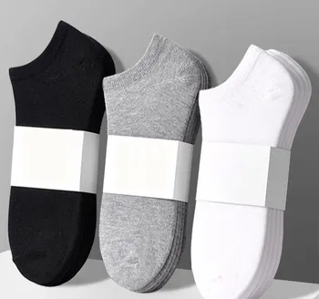 10 Pairs erkek Çorap kadın Çorap Nefes spor çorapları Düz Renk Tekne Çorap Rahat Pamuk Ayak Bileği Çorap Beyaz Siyah Görüntü 2