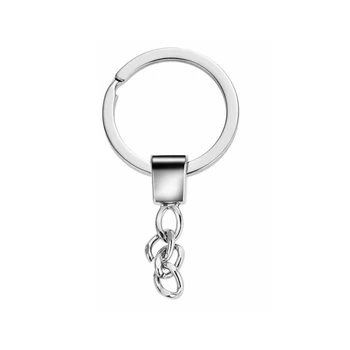 10 adet / grup Cilalı Gümüş Renk 30mm Anahtarlık Anahtarlık Bölünmüş Yüzük Kısa zincirli anahtar Yüzükler Kadın Erkek DIY anahtar zincirleri Aksesuar Görüntü 2