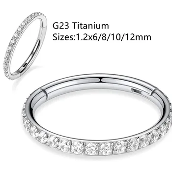 10 adet / grup G23 Titanyum Burun Dikişsiz Menteşeli Segment Yüzük Clicker Kulak Kıkırdak Helix Tragus Kale Çember Septum CZ 16g X 6/8 / 10mm