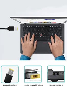 100W USB-C USB İnce Kare Ucu Kablo Tipi C PD Şarj Güç Kablosu Lenovo Laptop İçin 65w 90w Yoga 2 Pro 13 Thinkpad 1.8 m Görüntü 2