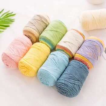 100g Renk Gökkuşağı Süt Pamuk Yün DIY El Yapımı Örgü Yün Bebek Eşarp Yastık Battaniye Tığ Knittied Iplik