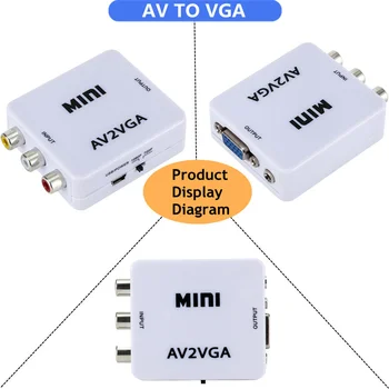 1080P Mini Video Dönüştürücü RCA AV VGA Video Dönüştürücü Dönüştürücü 3.5 mm Ses ile AV2VGA / CVBS + Ses PC HDTV Dönüştürücü Görüntü 2