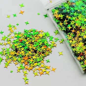 10g / / Karışık Dört Açıları Yıldız Bukalemun Glitters Vernik Çip UV Jel Oje Manikür Styling Craft Glitter Sequins 3-5mm