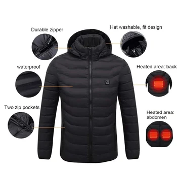 11 Alanlar ısıtmalı ceket USB erkek kadın kış açık elektrikli ısıtma ceketleri sıcak spor termal ceket giyim ısıtmalı yelek Görüntü 2
