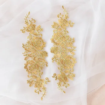 2 Adet Yamalar DIY Dantel Kumaş düğün elbisesi Nakış Aplike Ev Dekorasyon Boncuklu Çiçekler 3D Gelin Dikiş Aracı HB43