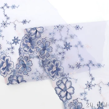 2 Metre İşlemeli Dantel Trim Mavi Pembe Giysi Aksesuarları İçin İç Çamaşırı Sutyen Jartiyer Dikiş Çiçekler Kumaşlar DIY El Sanatları