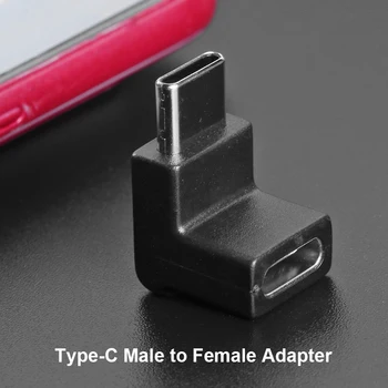 2 adet USB C Adaptörü Tip-C Erkek Kadın Kadın Kadın Sağ ve Sol Açılı 90 Derece Uzatma Adaptörü Tablet Laptop için Görüntü 2