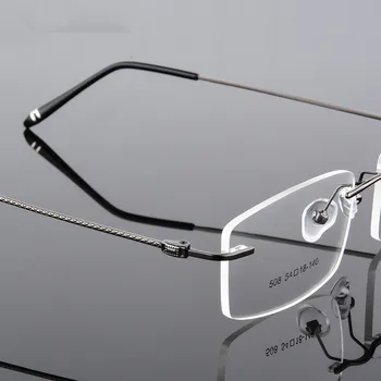 2019 Yüksek dereceli Lüks Alaşım Iş Çerçevesiz Gözlük Çerçeveleri Adam Optik Miyopi Okuma Çerçevesi Armacao De Oculos Görüntü 2