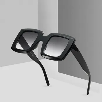 2020 Lüks Büyük Kare Güneş Kadınlar Marka Tasarımcısı Retro Şeffaf güneş gözlüğü Kadın Büyük Boy Siyah Shades Óculos UV400