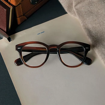 2021 Retro Vintage Marka Yuvarlak Gözlük Erkekler OV5413 Optik Gözlük Cary Hibe Miyopi Gözlük Kadın okuma gözlüğü Çerçeveleri