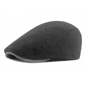 2021 Yeni Bere Moda Retro Newsboy Kapaklar Erkekler İçin Yün Cabbie Flatcap Şapkalar Rahat Düz Kap Şapka