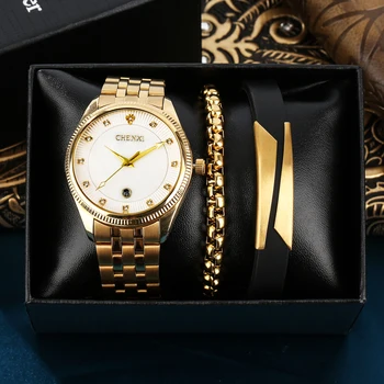 2022 Moda Erkek Altın Paslanmaz Çelik İzle Lüks Minimalist Kuvars kol saati Erkekler İş saat hediye Seti relogio masculino