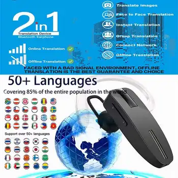 2022 Peiko Çeviri Kulaklık Bluetooth 5.0 Kablosuz İş Kulaklık 50 + Dil Bluetooth AI APP Çevirmen Kulaklık