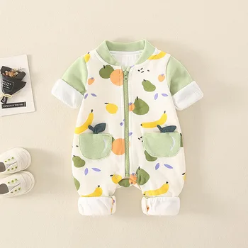 2022 Sonbahar Bebek Giysileri Pamuk Tam Kollu Bebek Kız Baskı Romper Yürümeye Başlayan Onesies Bebek Tulum Bodysuit Yenidoğan Kostüm