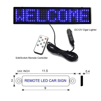 23cm 12v LED Araba İşareti Uzaktan Kumanda Motosiklet İngilizce ekran Kartı Kaydırma Programlanabilir Mesaj Mavi Ucuz Diy kiti Görüntü 2