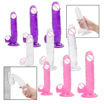 3 Boyutu Gerçekçi Yapay Penis Vantuz Jöle Büyük Yapay Penis Anal Seks Oyuncakları Kadın için Penis Butt Plug Penis g-spot Orgazm Erotik Oyuncak