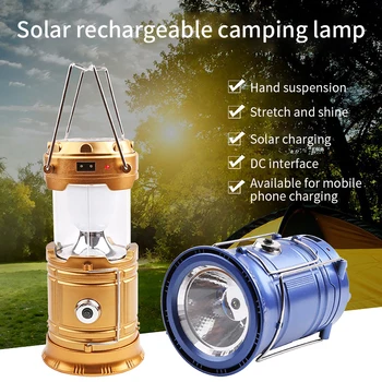 3-İn-1 kamp feneri Güneş Enerjisi 2 LED ışık Kaynağı Güçlü Taşınabilir Açık Yürüyüş çadır ışığı Lamba LED Alev Fener El Feneri Görüntü 2