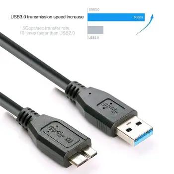 30CM Siyah Mini Taşınabilir USB 3.0 Erkek A Mikro B Hızlı şarj kablosu kablosu Kurşun Tel harici sabit disk Disk