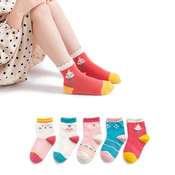 5 Çift / takım Kalın Çorap Bebek Çocuk 1-12 Yıl Pamuk Kış Sonbahar Yumuşak sıcak tutan çoraplar Çocuklar için Erkek Kız Termal Kat Çorap Görüntü 2