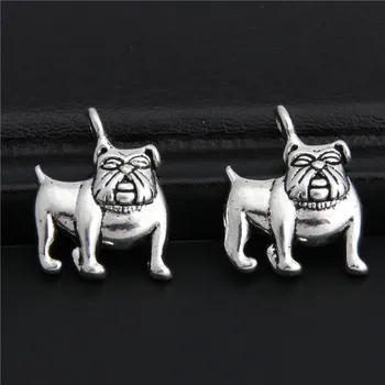 50 adet Gümüş Renk Sevimli Bulldog Pet Boncuk Fit Charm Bilezik DIY Takı Yapımı Hediye A2861