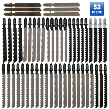 52 adet T-shank Jig Testere Bıçağı Seti Çeşitli Metal Çelik Jigsaw Bıçak Uydurma Plastik Ahşap Kesme Aletleri ağaç işleme testeresi Bıçakları