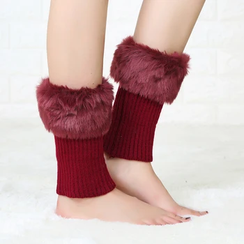 9 Renkler Yeni Kış Peluş bacak ısıtıcısı Kısa Örme Termal Kollu Moda Düz Renk Kadın Yün Bacak Kollu Ayak Bileklerini Korumak