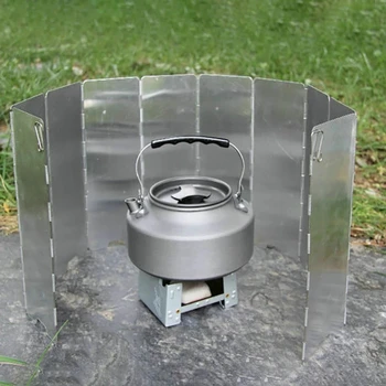9 Tabak Katlanabilir Soba Cam Alüminyum Alaşımlı Açık Pişirme Brülör Rüzgar Geçirmez Ekran Kamp Ekipmanları Yürüyüş Piknik için Görüntü 2