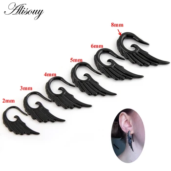 Alisouy 1 çift Siyah Akrilik Kulak Tıkaçları Tünelleri Kulak Spiral Piercing Konik Sedye Genişletici Tünelleri Piercing Takı