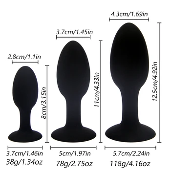 Anal Plug Dahili Çelik Bilyalı Yumuşak Silikon Butt Plug Vantuz ile Prostat Stimülasyon Yapay Penis Kadınlar için Anal Seks Oyuncakları Görüntü 2