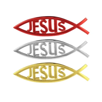 Araba styling İsa Balık Sembolü Logosu araç amblemi Rozeti Sticker Çıkartması Evrensel 3D Hıristiyan Araba ve Kamyon Dekoratif Sticker