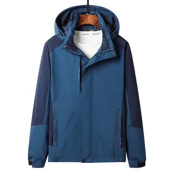 Açık Softshell Ceket Erkekler Kapşonlu Su Geçirmez Ceketler Yürüyüş Mont Ceket Rüzgarlık Giyim Giyim erkek Zip Up Ceketler Görüntü 2
