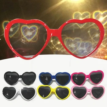 Aşk kalp şeklinde etkileri gözlük izle ışıkları değiştirmek kalp şekli Gece Kırınım Gözlük kadın moda güneş gözlükleri