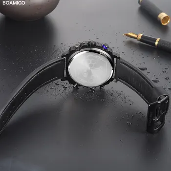 BOAMIGO Chronograph Erkekler Klasik İzle Kuvars LED Dijital Saat relojo hombre relogio masculino erkek kol saati Görüntü 2
