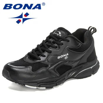 BONA 2022 Yeni Tasarımcılar koşu ayakkabıları erkek spor ayakkabıları Koşu Örgü Nefes Eğitmenler Erkek Yürüyüş Ayakkabısı Zapatillas Hombre
