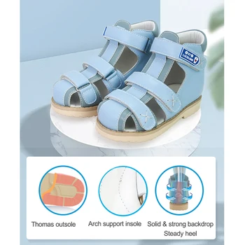 Bebek Sandalet Yaz Erkek ortopedik ayakkabılar Çocuklar Çocuklar İçin Yalınayak Tiptoeing Flatfeet Varus Deri Ayakkabı Size20 2 3 Yıl Görüntü 2