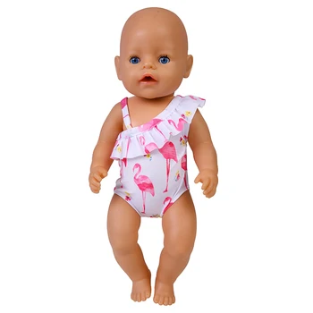 Bebek oyuncak bebek giysileri Flamingo Mayo yaz giysileri için 43cm Yeni Doğan Bebek oyuncak bebek giysileri Yüzmek Amerikan 18 İnç Kız Bebek Bikini Görüntü 2
