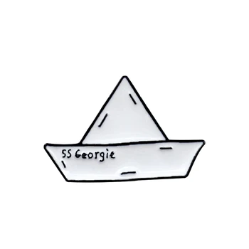 Beyaz Kağıt Tekne Metal Emaye Broş SS Georgie-Stephen King's BU Rozeti Pin Moda Kostüm Sırt Çantası Fan Koleksiyonu Takı