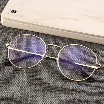 Bilgisayar gözlük erkekler gözlük çerçeveleri Anti mavi ışık gözlük parlama Önleyici gözlük çerçevesi kadın yuvarlak şeffaf Lens sahte gözlük Görüntü 2