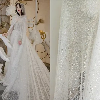Boncuk Sequins Nakış İşlemeli Örgü Şeffaf Kumaş düğün elbisesi Dıy Malzeme Elbise Dekoratif Kumaş RS767