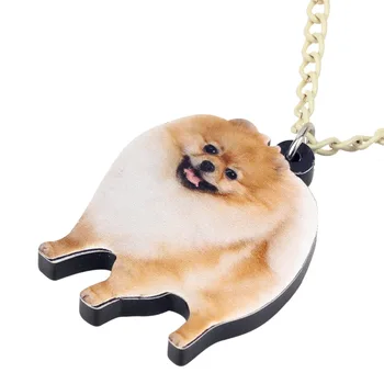 Bonsny Bildirimi Akrilik Mutlu Pomeranian köpek Kolye Kolye Zinciri Gerdanlık Anime Sevimli hayvan figürlü mücevherat Kadınlar Kızlar Için Aksesuar Görüntü 2