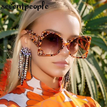 Büyük boy Kare Güneş Kadınlar Lüks Tasarımcı Moda Büyük Çerçeve güneş gözlüğü Kadın Yeni Trendler Düzensiz Sunglass UV400