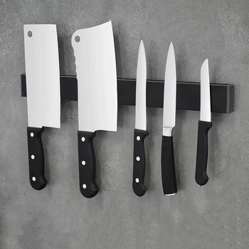 Bıçak Standı Siyah 306 Paslanmaz Çelik Bıçak Tutucu Mutfak Manyetik Bıçak Tutucu Delik Ücretsiz Kurulum Süper Mıknatıs Bıçaklar İçin