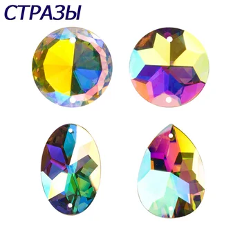 CTPA3bI Farklı Şekiller Dikmek Cam Kristal AB Rhinestones İğne Dikiş Ayna Aksesuarları Gelinlik Elbise