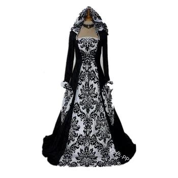 Cadı Ortaçağ Elbise Kadın Cadılar Bayramı Kostüm Yetişkin Korkunç Cosplay Kıyafetler Gotik Drak Rüzgar Tarzı Yeni Sihirbazı Kostümleri