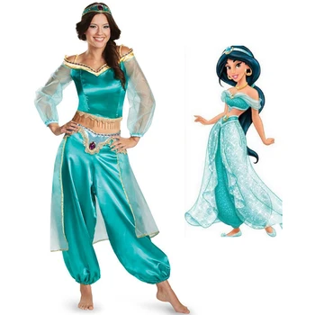 Cadılar bayramı Aladdin sihirli lamba Aladin Yasemin Prenses Cosplay Kostümleri Yetişkin Karnaval Parti Prenses Yasemin Masquerad Kostümleri